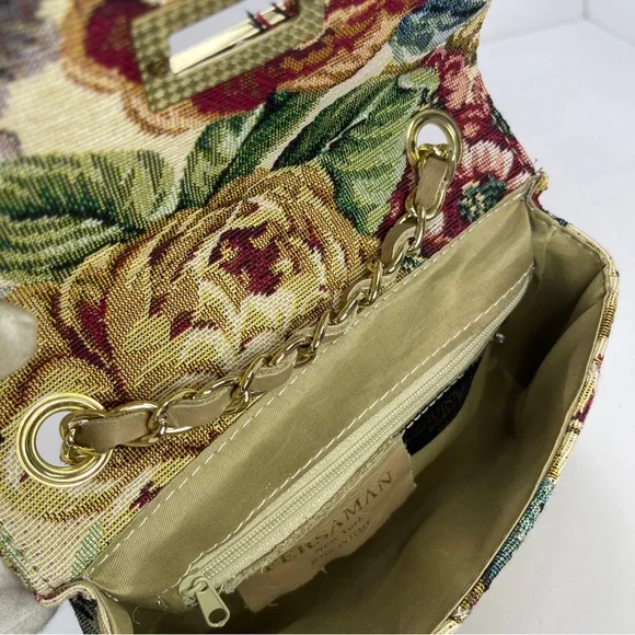 Persaman New York Tapestry Floral Shoulder Bag w/ Chain Strap - Picture 7 of 15